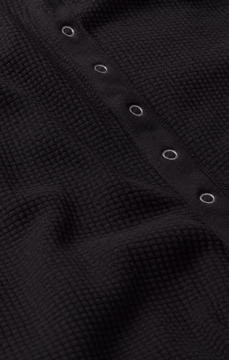 Tops Albany Waffle Snap Front Top Black
