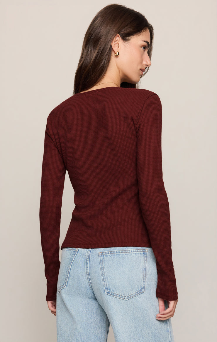 Tops Albany Waffle Snap Front Top Velvet Rouge