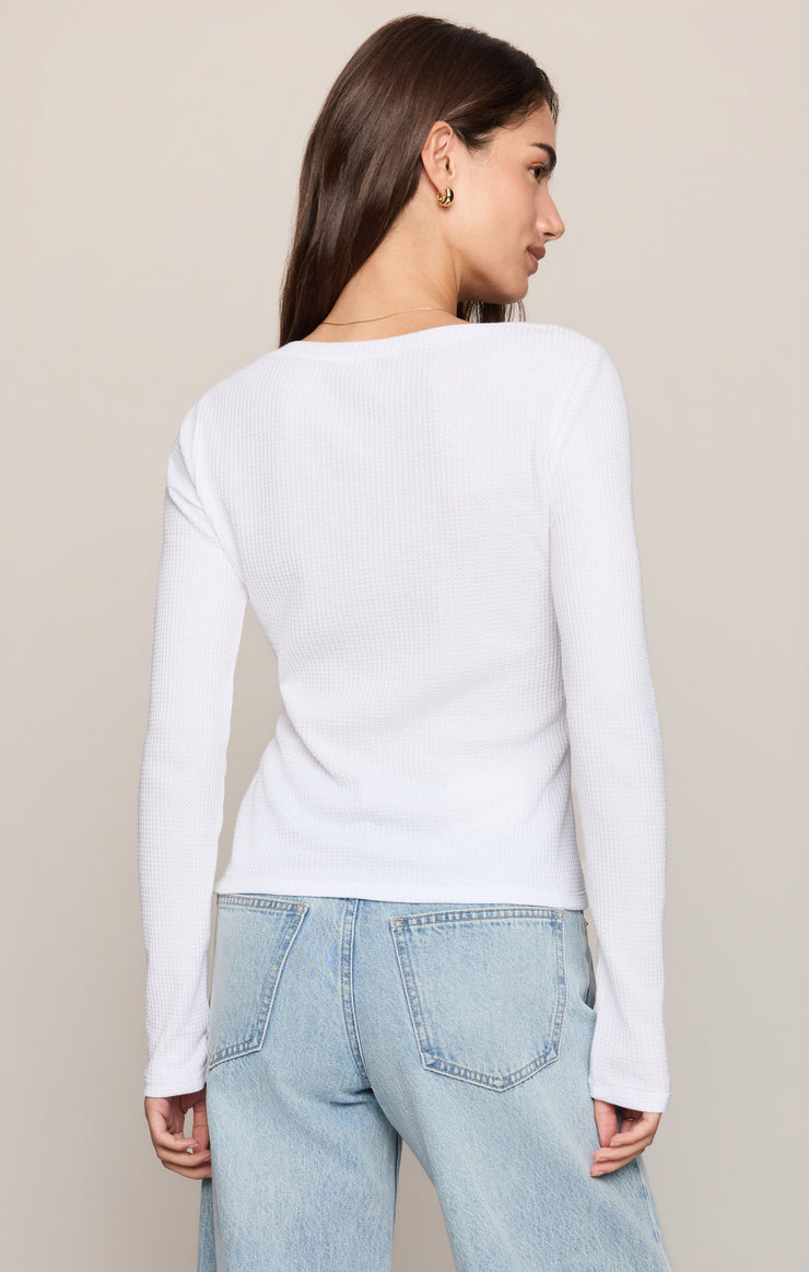 Tops Albany Waffle Snap Front Top White