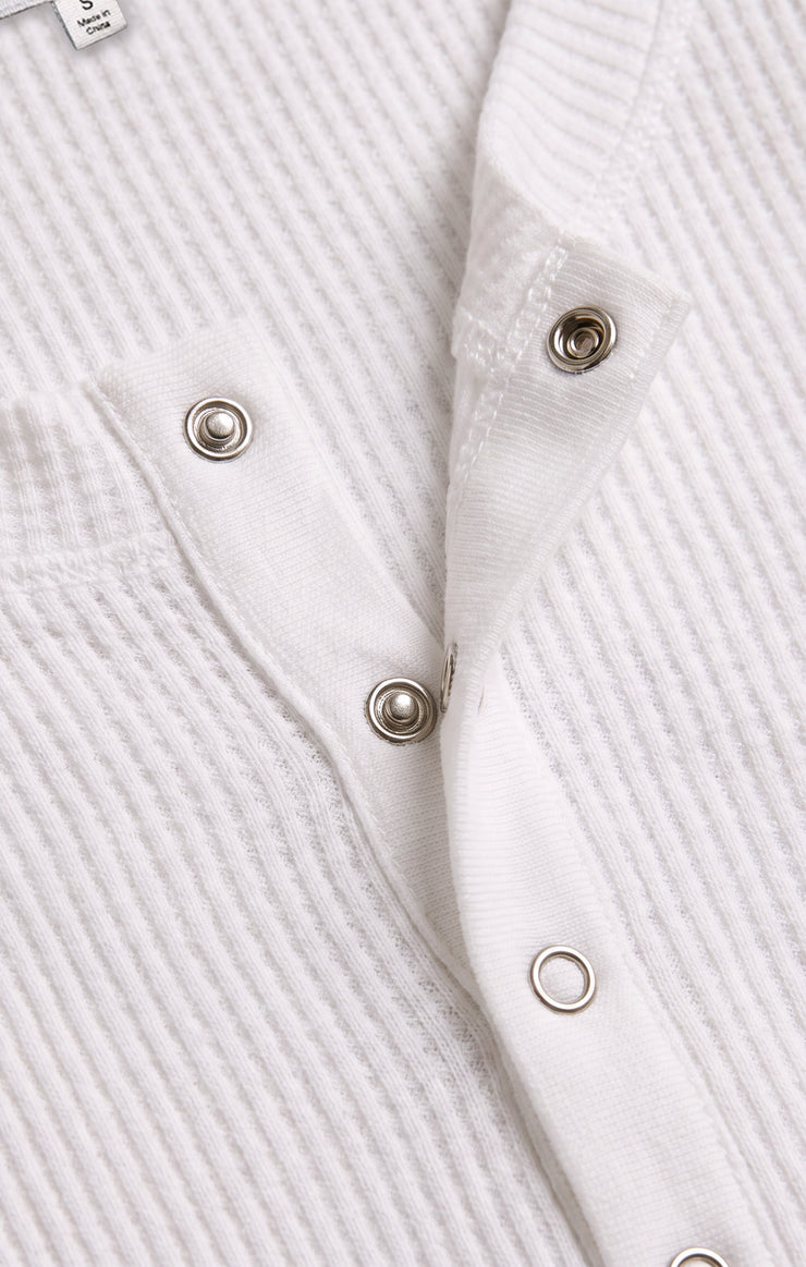 Tops Albany Waffle Snap Front Top White