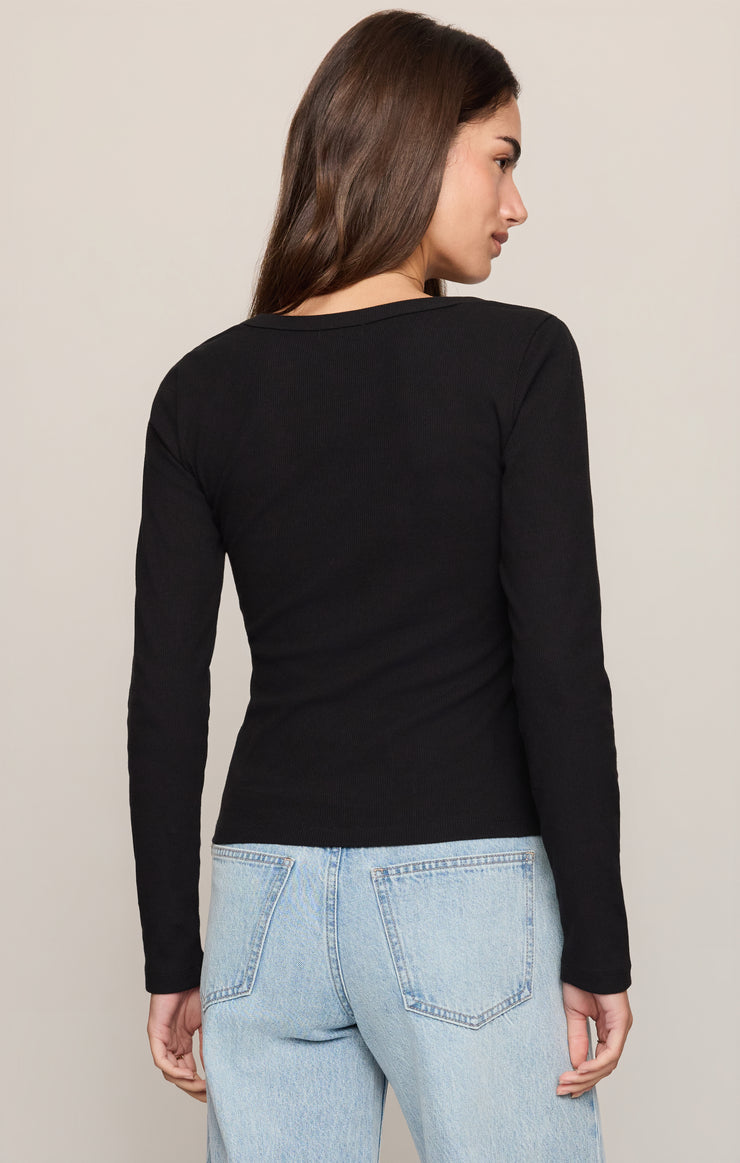 Tops Greyson Scoop Long Sleeve Tee Black