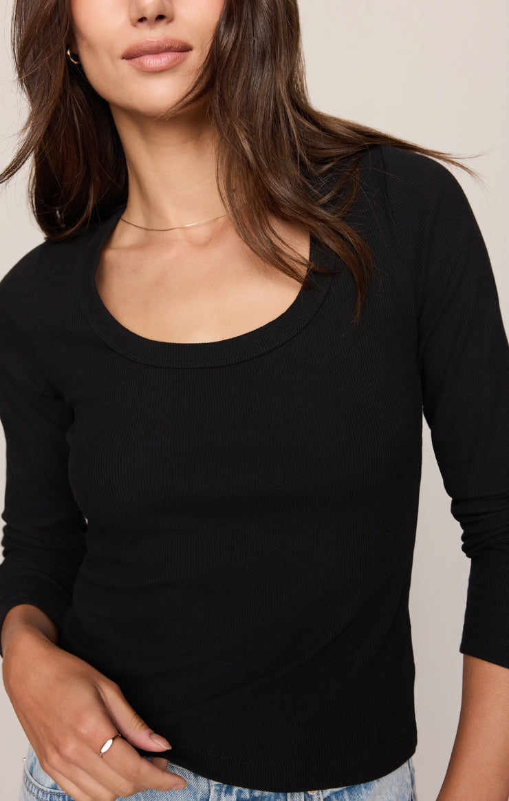 Tops Greyson Scoop Long Sleeve Tee Black