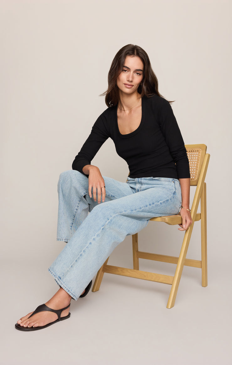 Tops Greyson Scoop Long Sleeve Tee Black