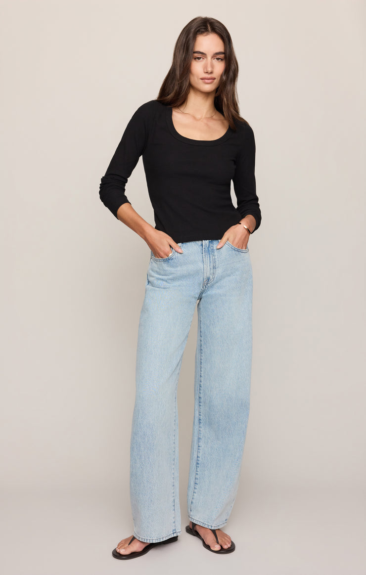 Tops Greyson Scoop Long Sleeve Tee Black