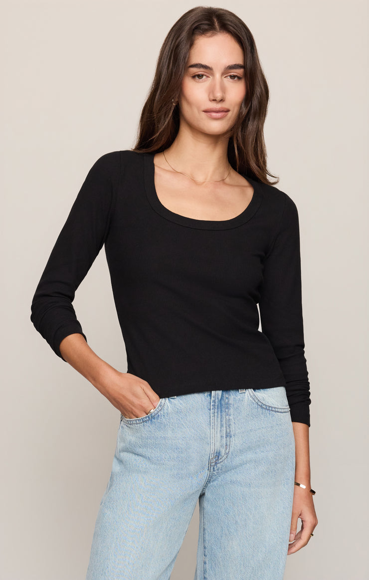Tops Greyson Scoop Long Sleeve Tee Black