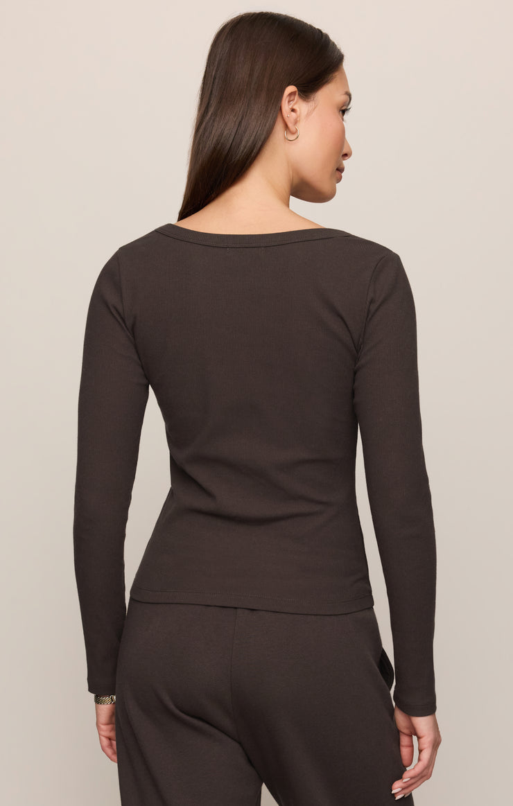 Tops Greyson Scoop Long Sleeve Tee Cocoa Bean