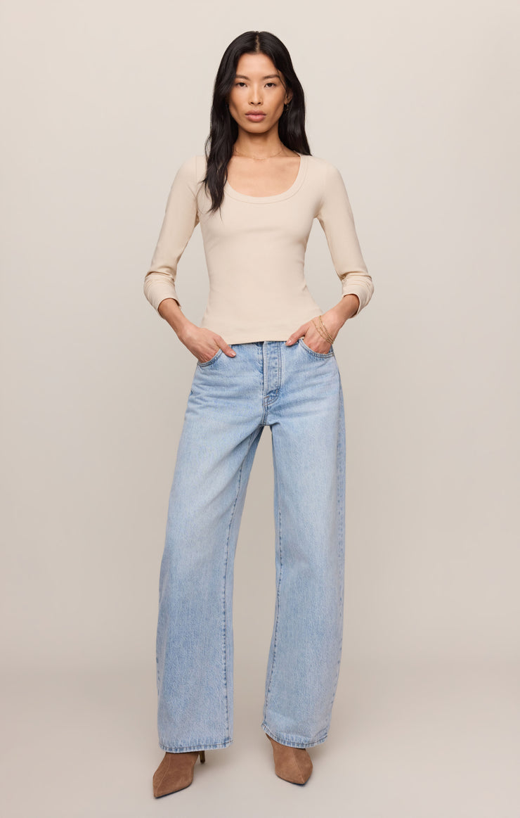 Tops Greyson Scoop Long Sleeve Tee Chalk