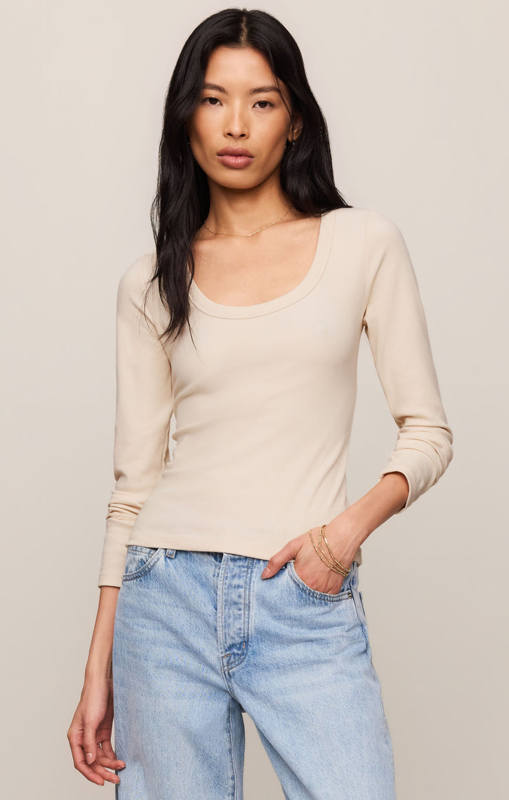 Tops Greyson Scoop Long Sleeve Tee Chalk