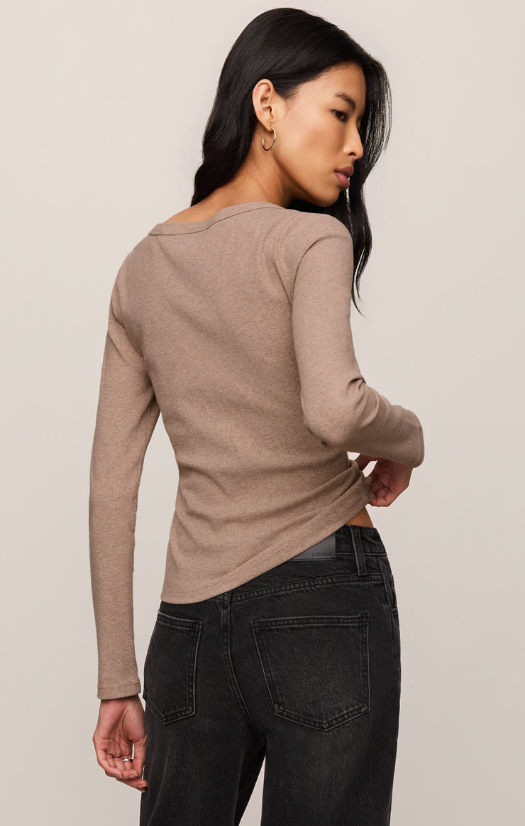 Tops Greyson Scoop Long Sleeve Tee Heather Ash