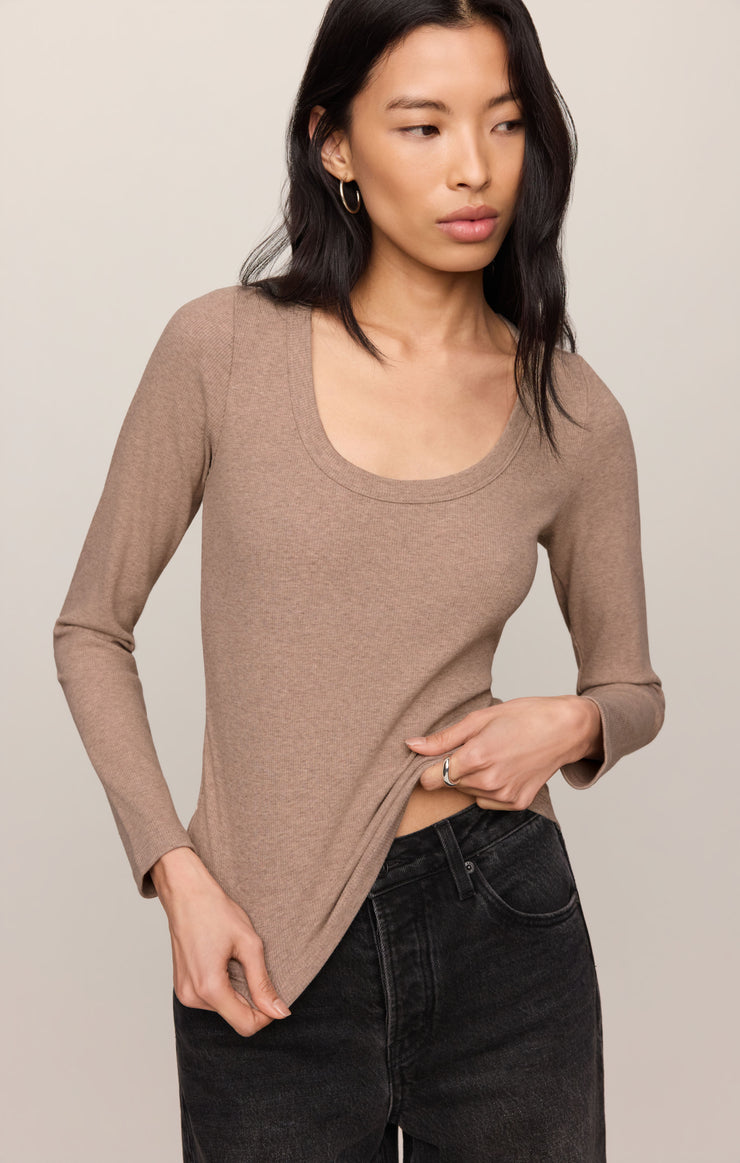 Tops Greyson Scoop Long Sleeve Tee Heather Ash