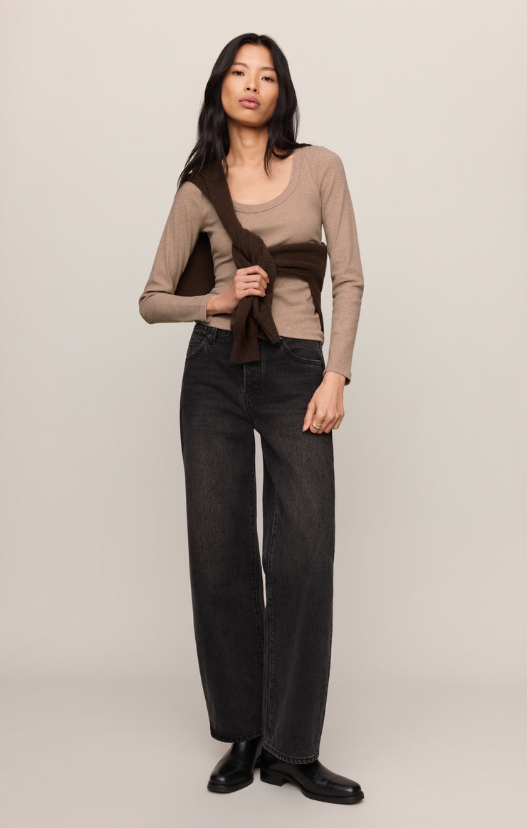 Tops Greyson Scoop Long Sleeve Tee Heather Ash