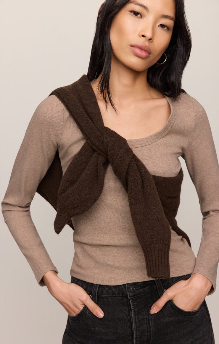 Tops Greyson Scoop Long Sleeve Tee Heather Ash