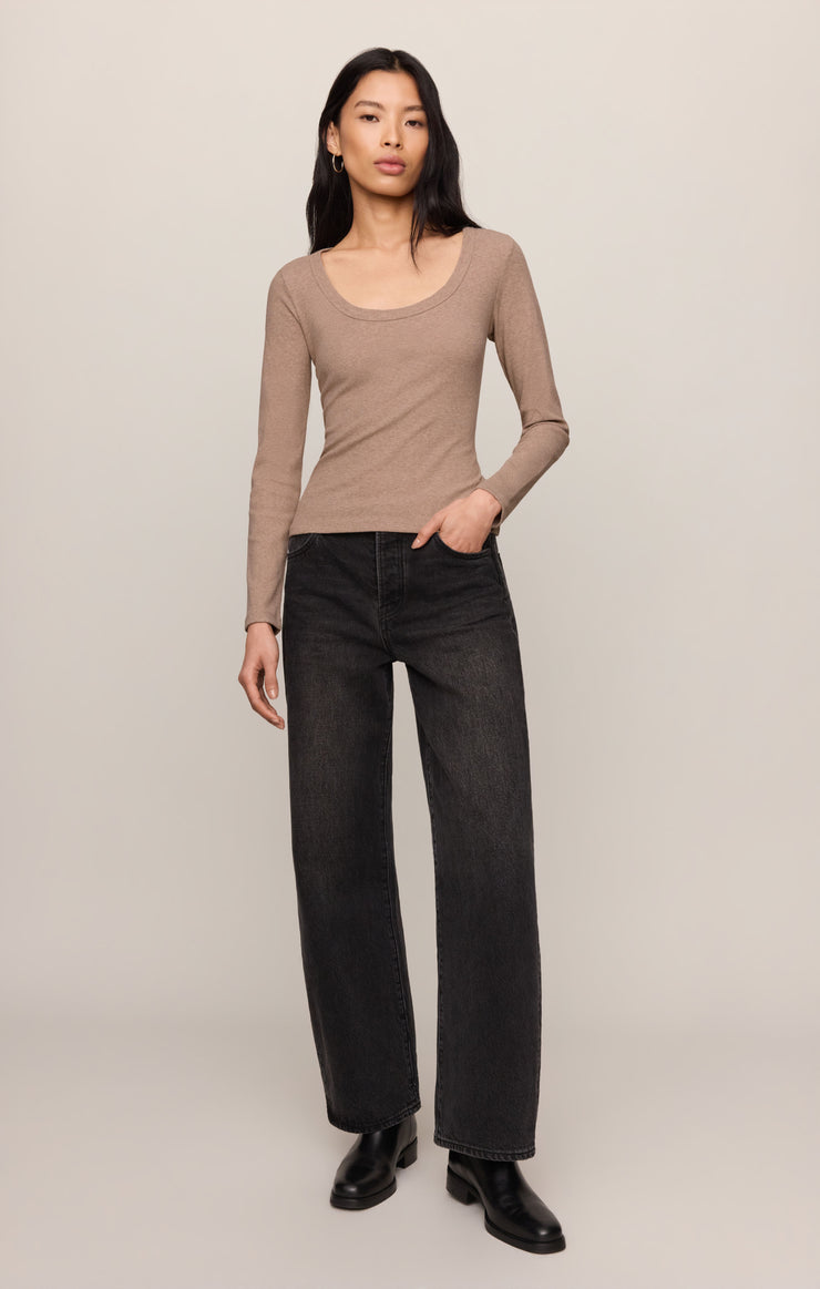 Tops Greyson Scoop Long Sleeve Tee Heather Ash