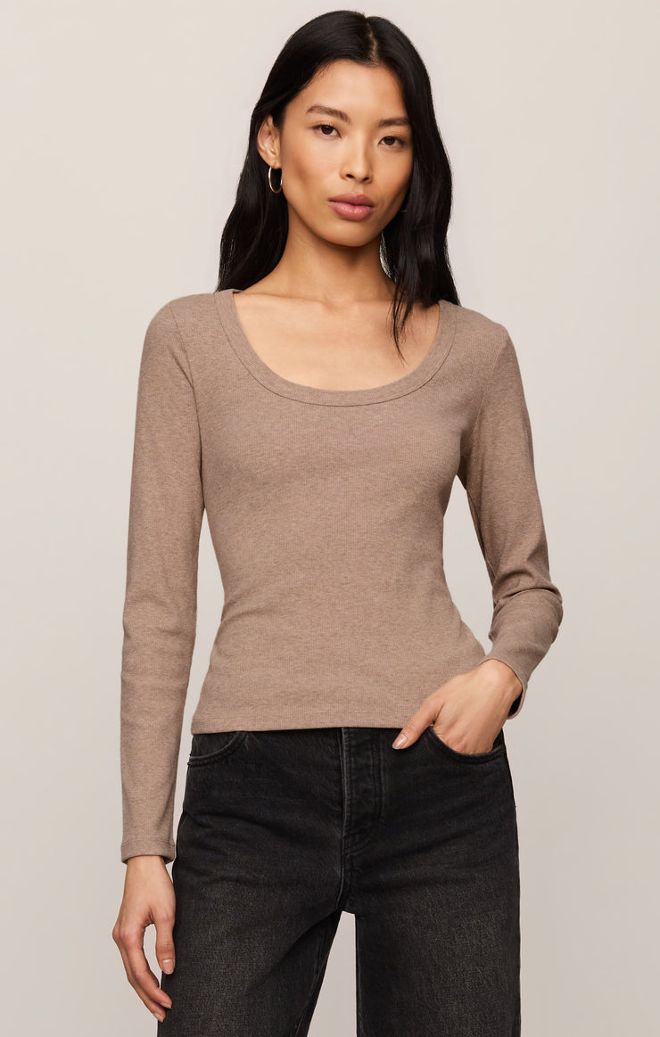 Tops Greyson Scoop Long Sleeve Tee Heather Ash