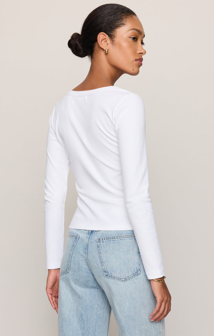 Tops Greyson Scoop Long Sleeve Tee White