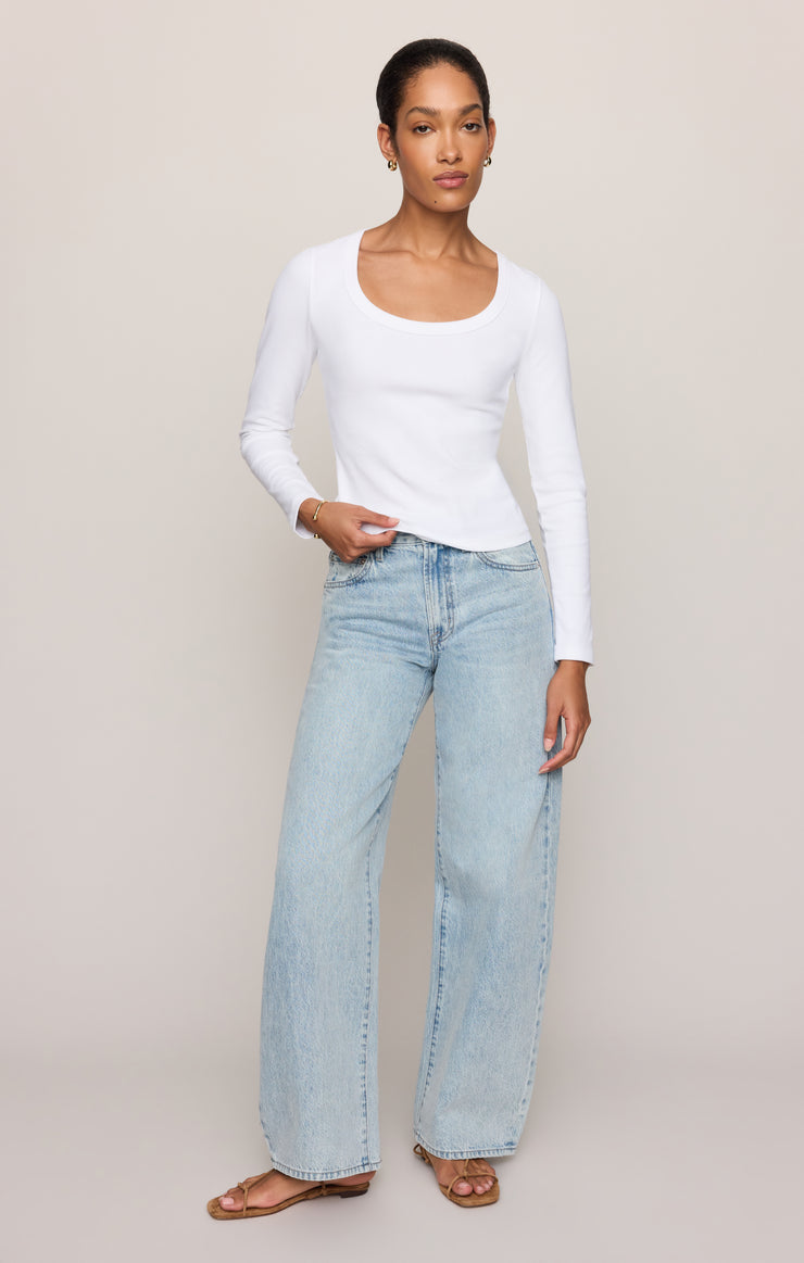 Tops Greyson Scoop Long Sleeve Tee White