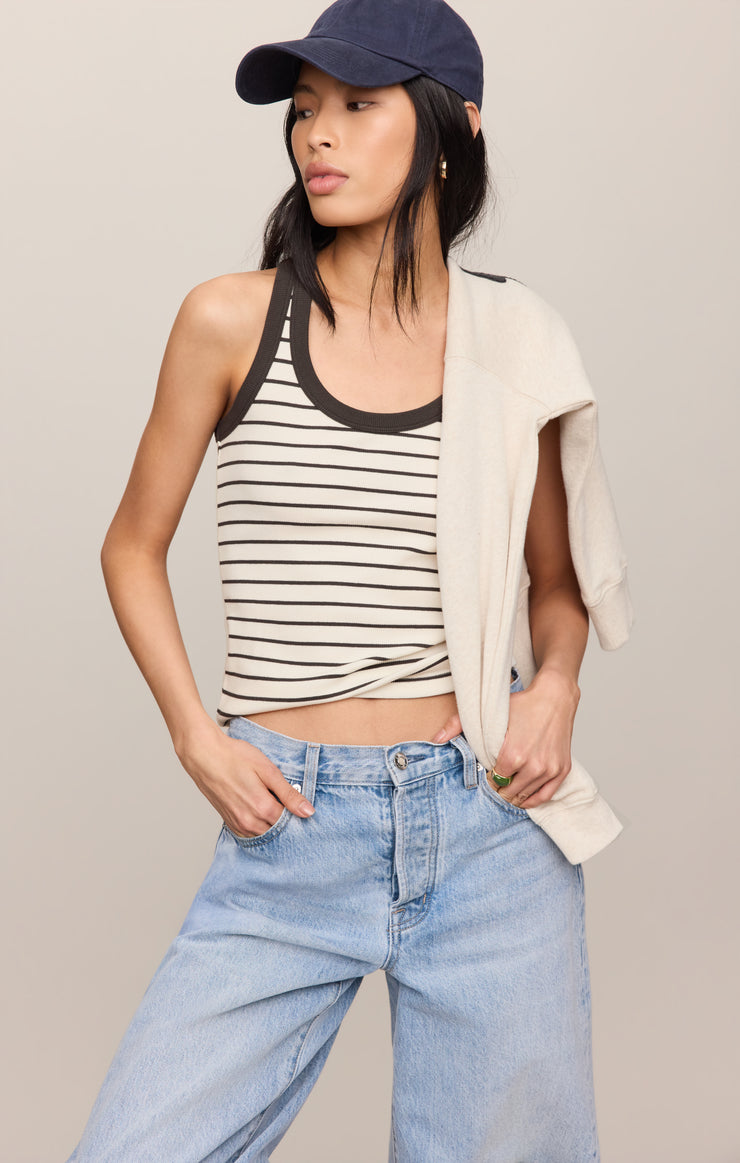 Tops Rowe Striped Scoop Tank Cloud