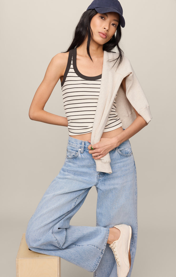 Tops Rowe Striped Scoop Tank Cloud