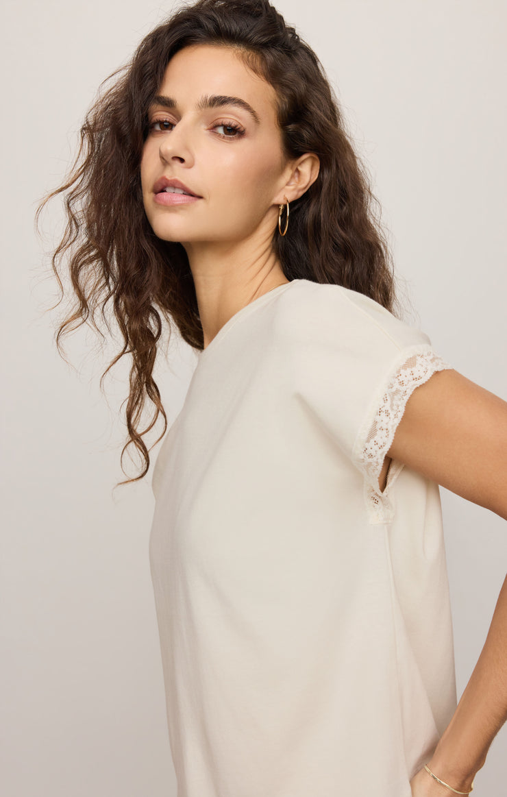Tops Marika Lace Trim Muscle Tee Cloud