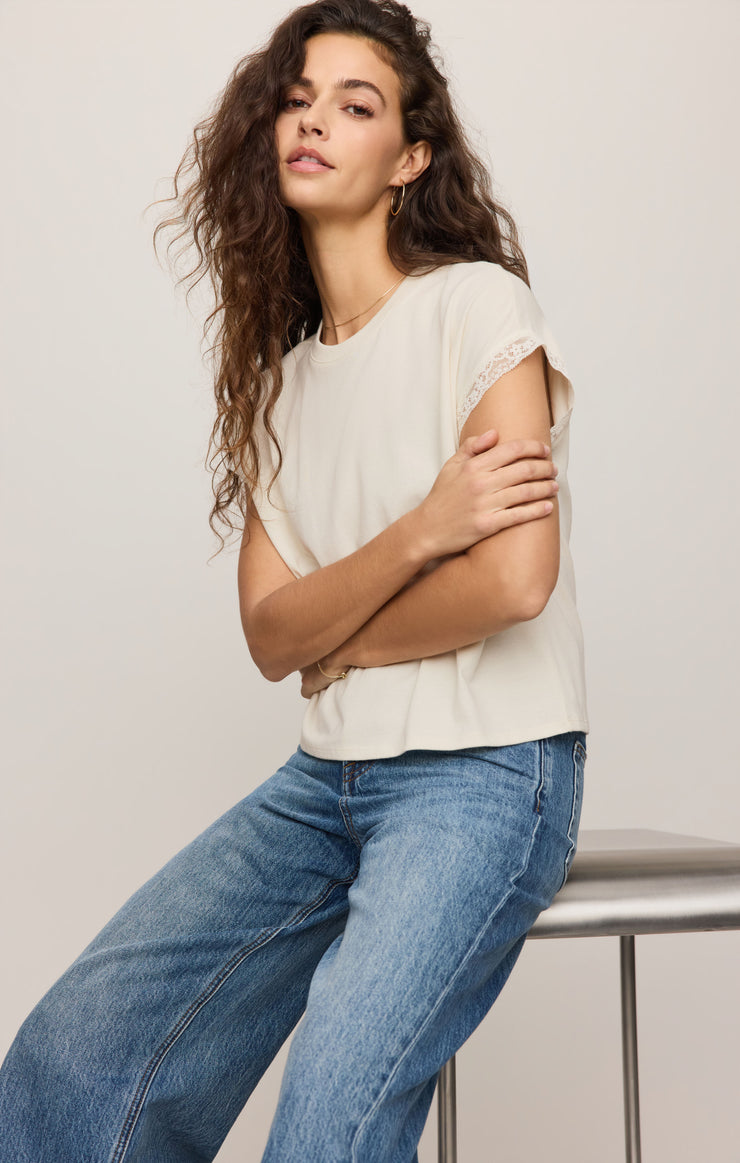 Tops Marika Lace Trim Muscle Tee Cloud