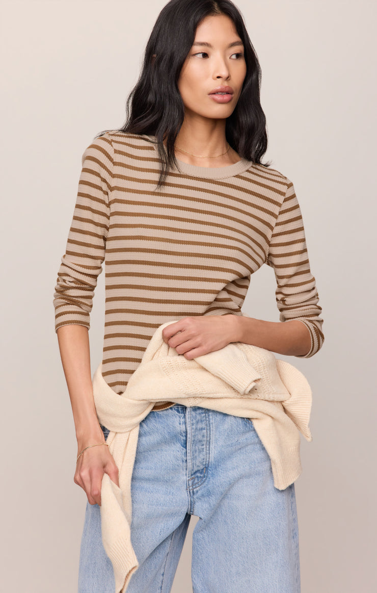 Tops Arlet Stripe Thermal Top Saddle Suede