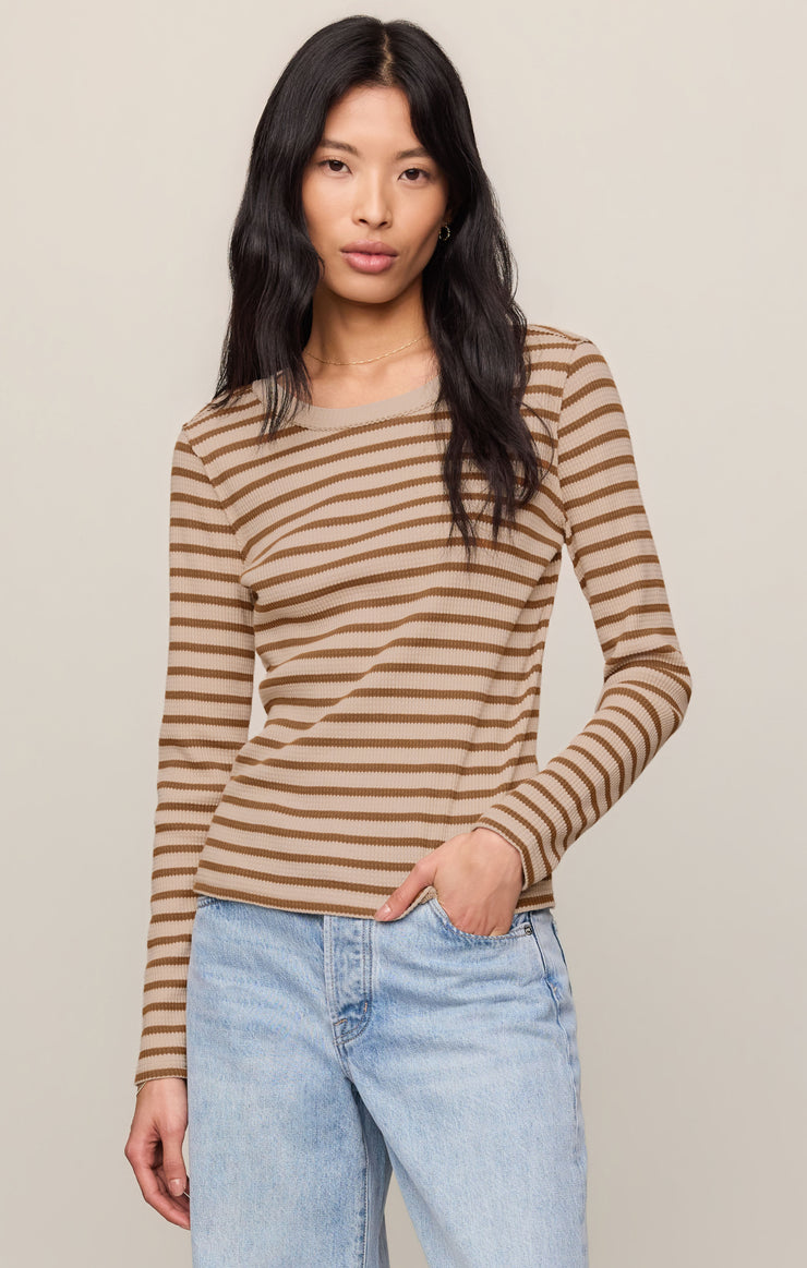 Tops Arlet Stripe Thermal Top Saddle Suede