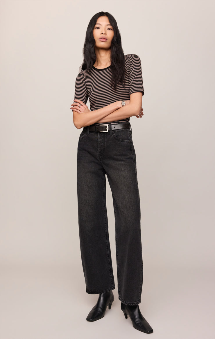 Tops Freida Striped Tee Wild Mushroom