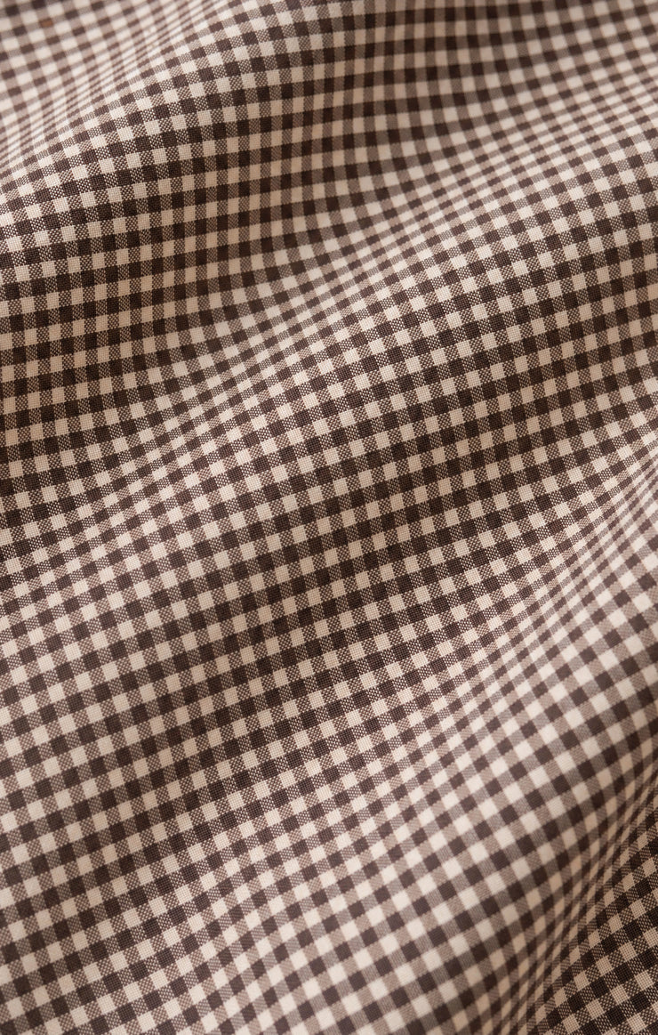 Tops On Duty Gingham Button Up Shirt Dark Chocolate