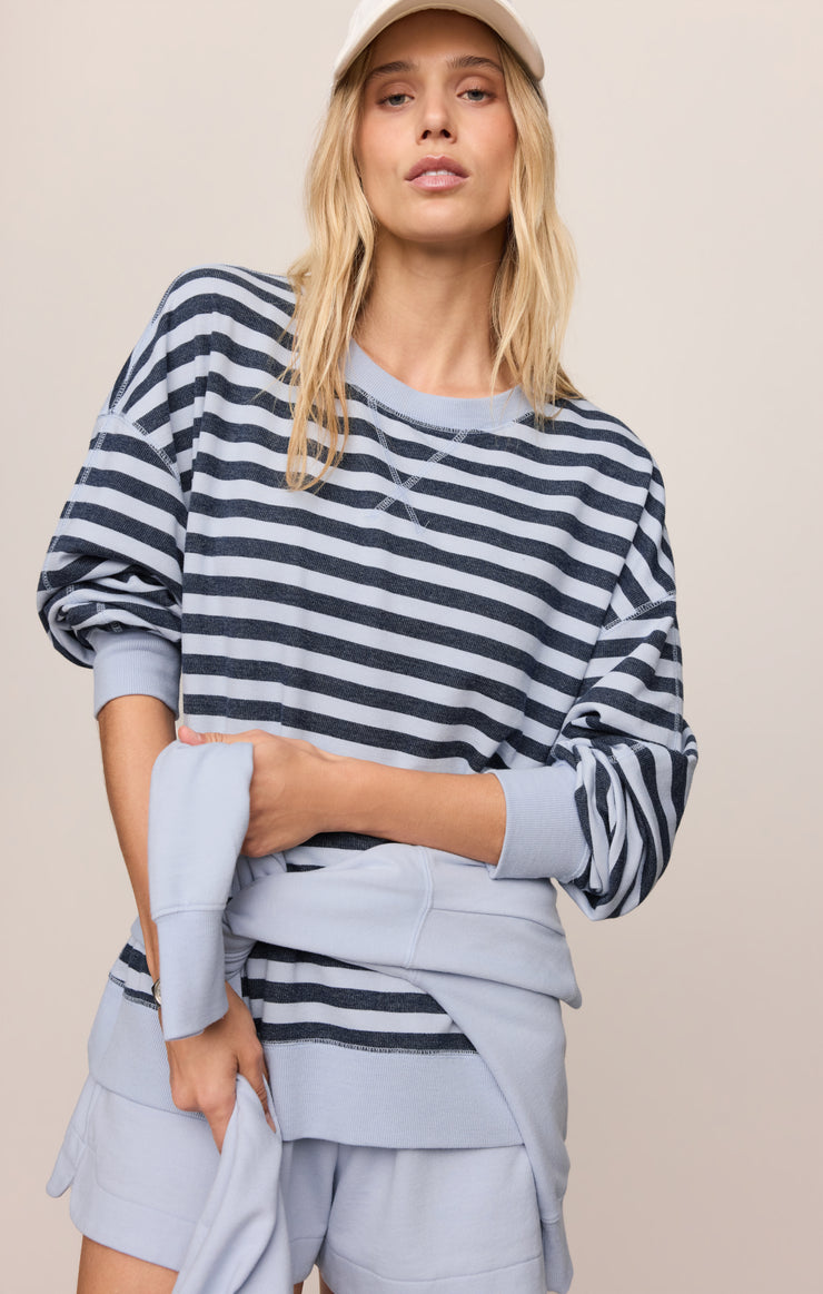 Tops Everyday French Terry Striped Crew Eclipse