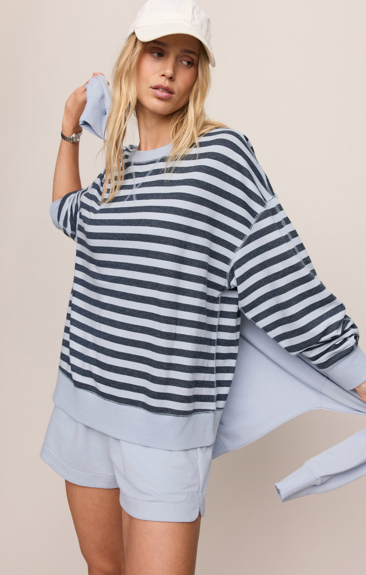 Tops Everyday French Terry Striped Crew Eclipse