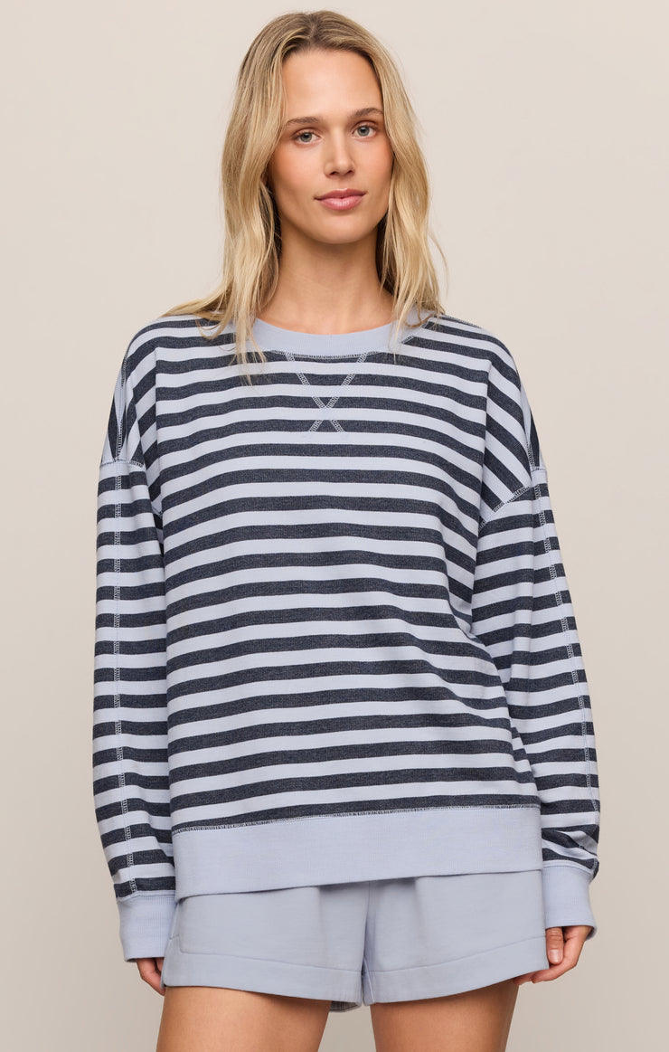Tops Everyday French Terry Striped Crew Eclipse
