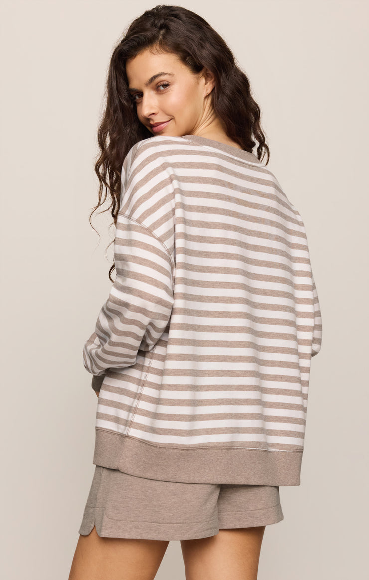 Tops Everyday French Terry Striped Crew Heather Ash