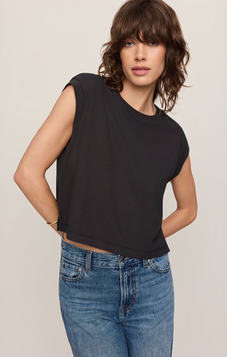Tops Flex Cropped Muscle Tee Ash Black