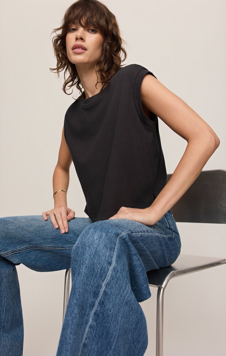Tops Flex Cropped Muscle Tee Ash Black