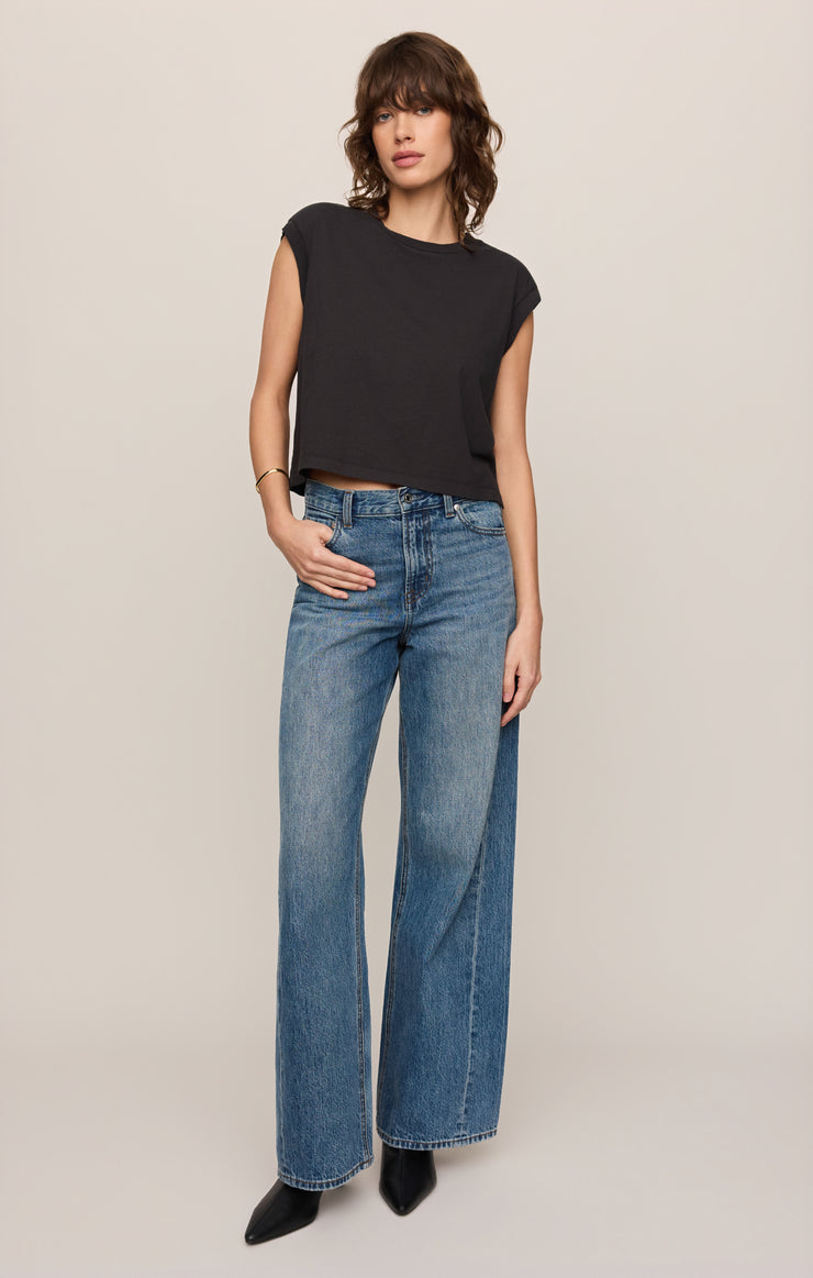 Tops Flex Cropped Muscle Tee Ash Black