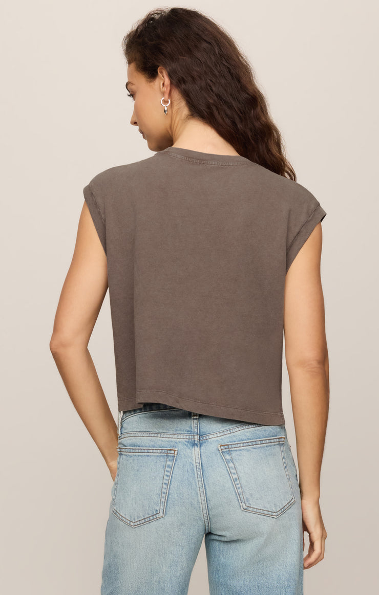 Tops Flex Cropped Muscle Tee Pebble Coast