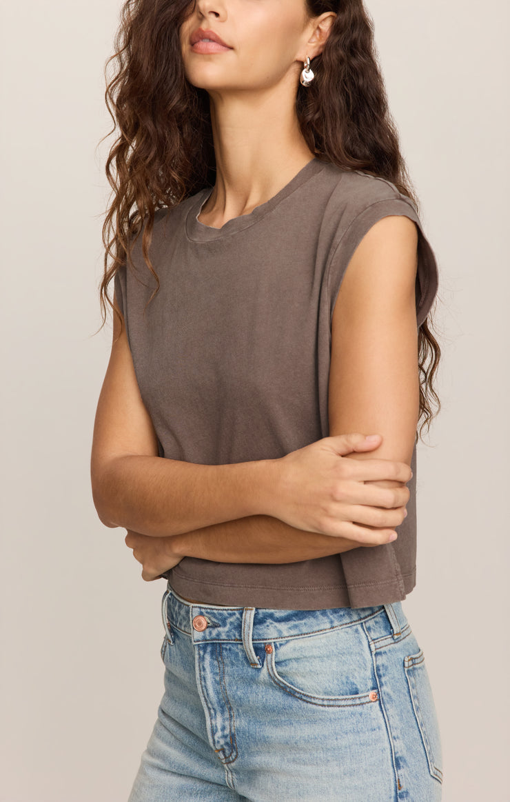 Tops Flex Cropped Muscle Tee Pebble Coast
