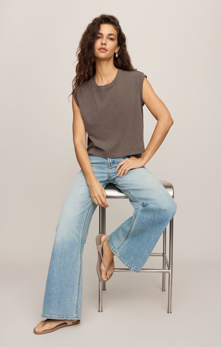 Tops Flex Cropped Muscle Tee Pebble Coast