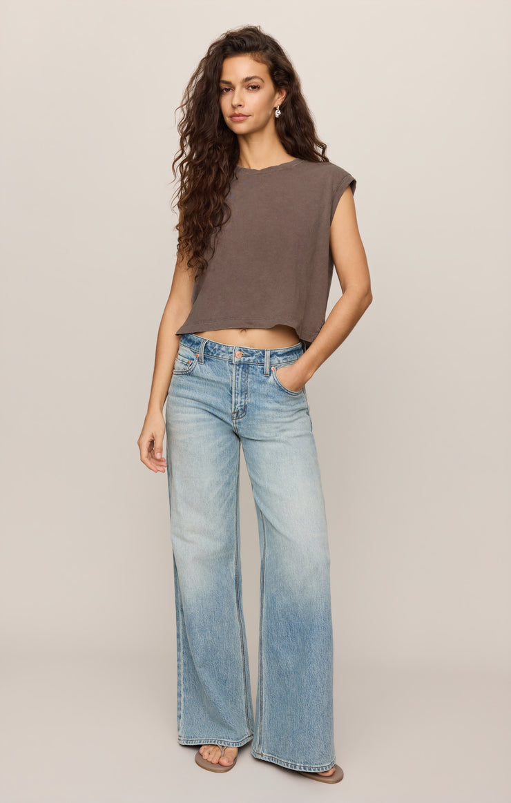 Tops Flex Cropped Muscle Tee Pebble Coast