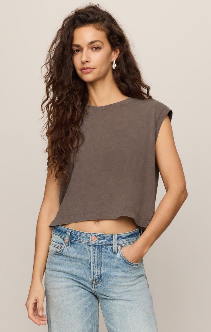 Tops Flex Cropped Muscle Tee Pebble Coast