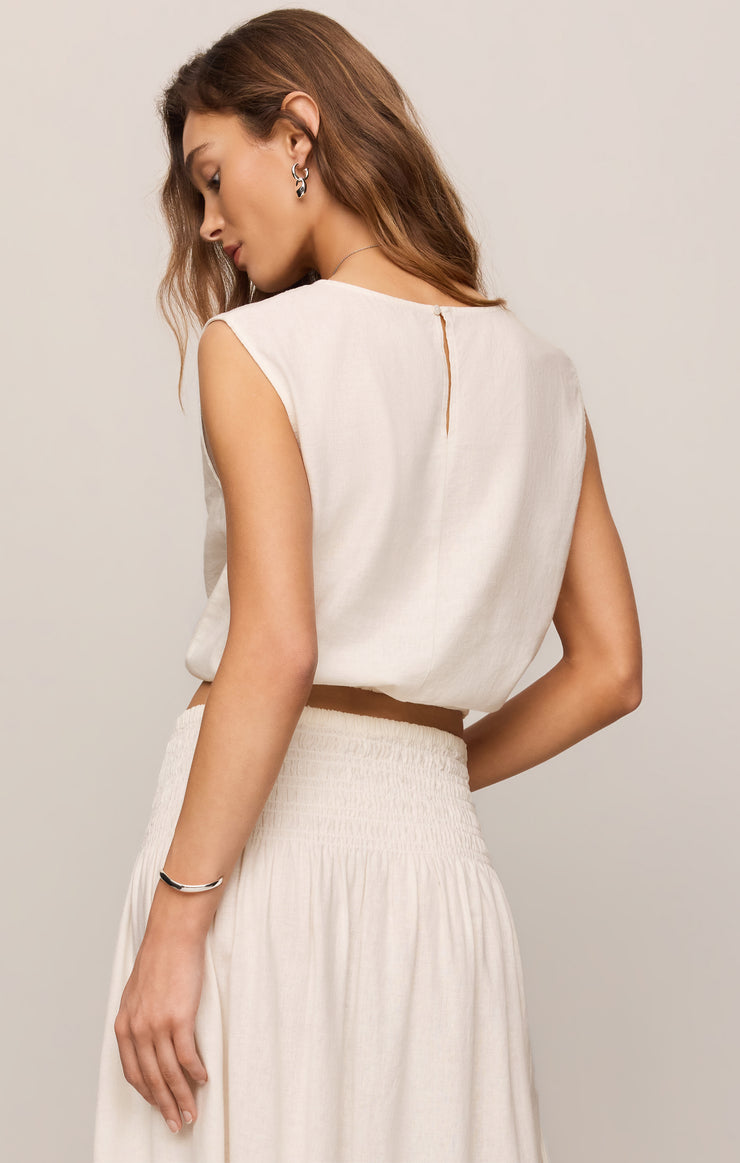 Tops Merit Sleeveless Linen Top White