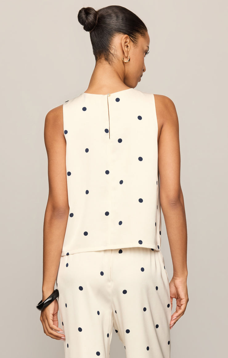 Tops Alice Satin Dot Sleeveless Top Sea Salt