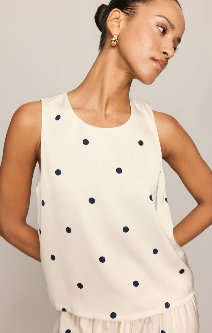 Tops Alice Satin Dot Sleeveless Top Sea Salt