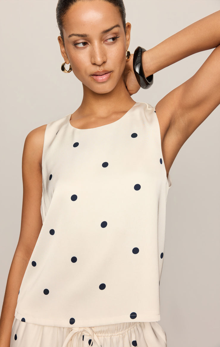 Tops Alice Satin Dot Sleeveless Top Sea Salt