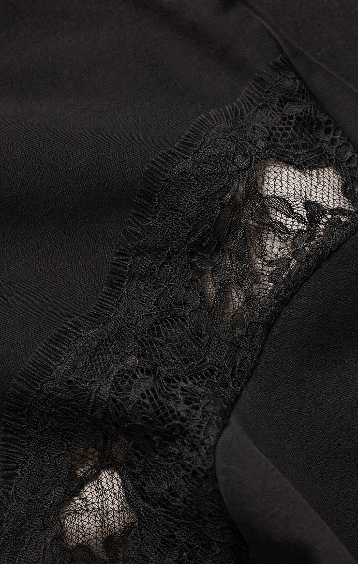 Tops Hidden Hills Lace-Trim Sweatshirt Black
