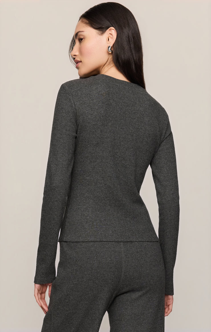 Tops Tucked In Rib Long Sleeve Tee Charcoal Heather