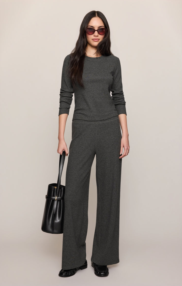 Tops Tucked In Rib Long Sleeve Tee Charcoal Heather