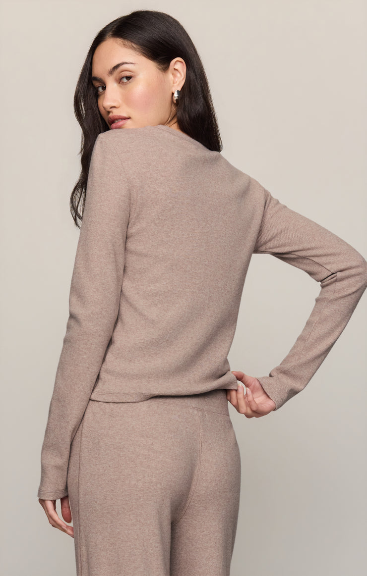 Tops Tucked In Rib Long Sleeve Tee Heather Ash