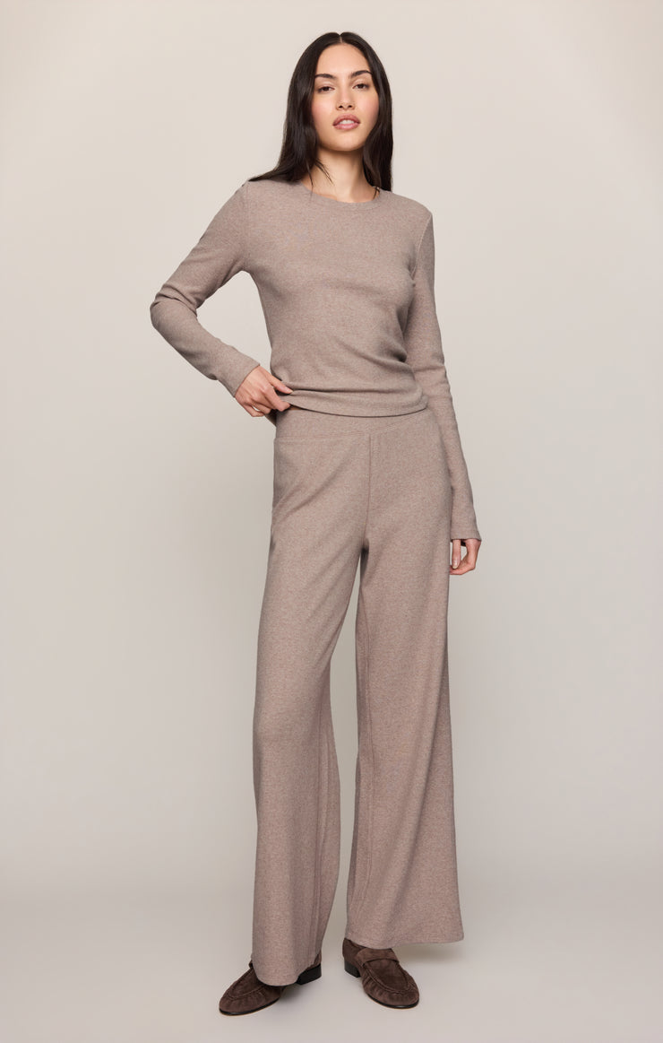 Tops Tucked In Rib Long Sleeve Tee Heather Ash