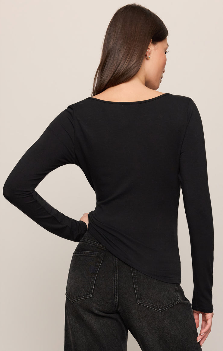 Tops No Regrets Ruched Long Sleeve Top Black